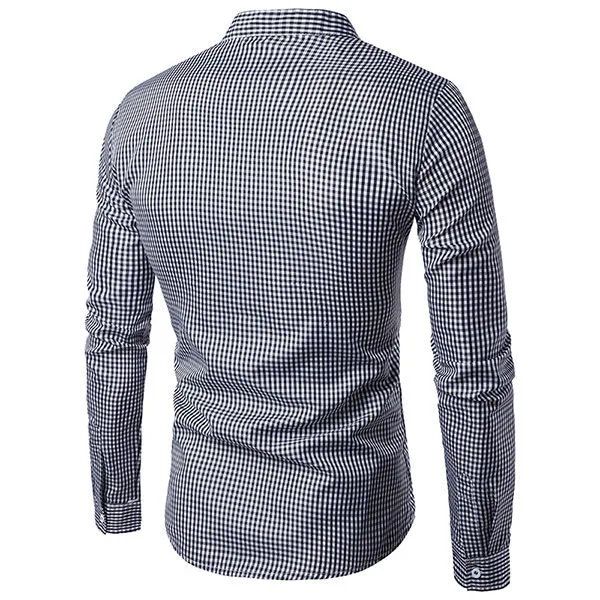 Long Sleeve Chest Pocket Designer Shirt for Men Glossy Silk Striped Casual Turn Down Collar