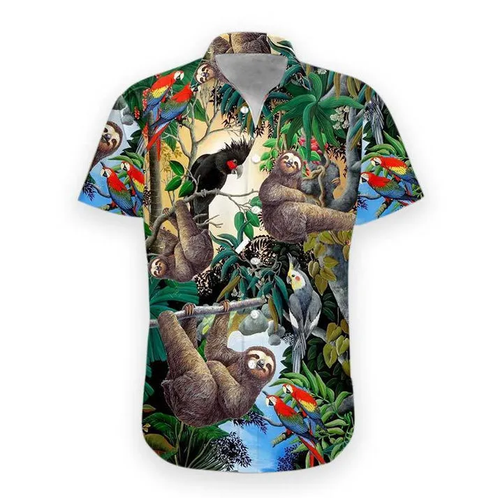 Lovelypod - 3D Sloth Hawaii Shirt for men and women, Sloth summer aloha shirt, Summer gift for him