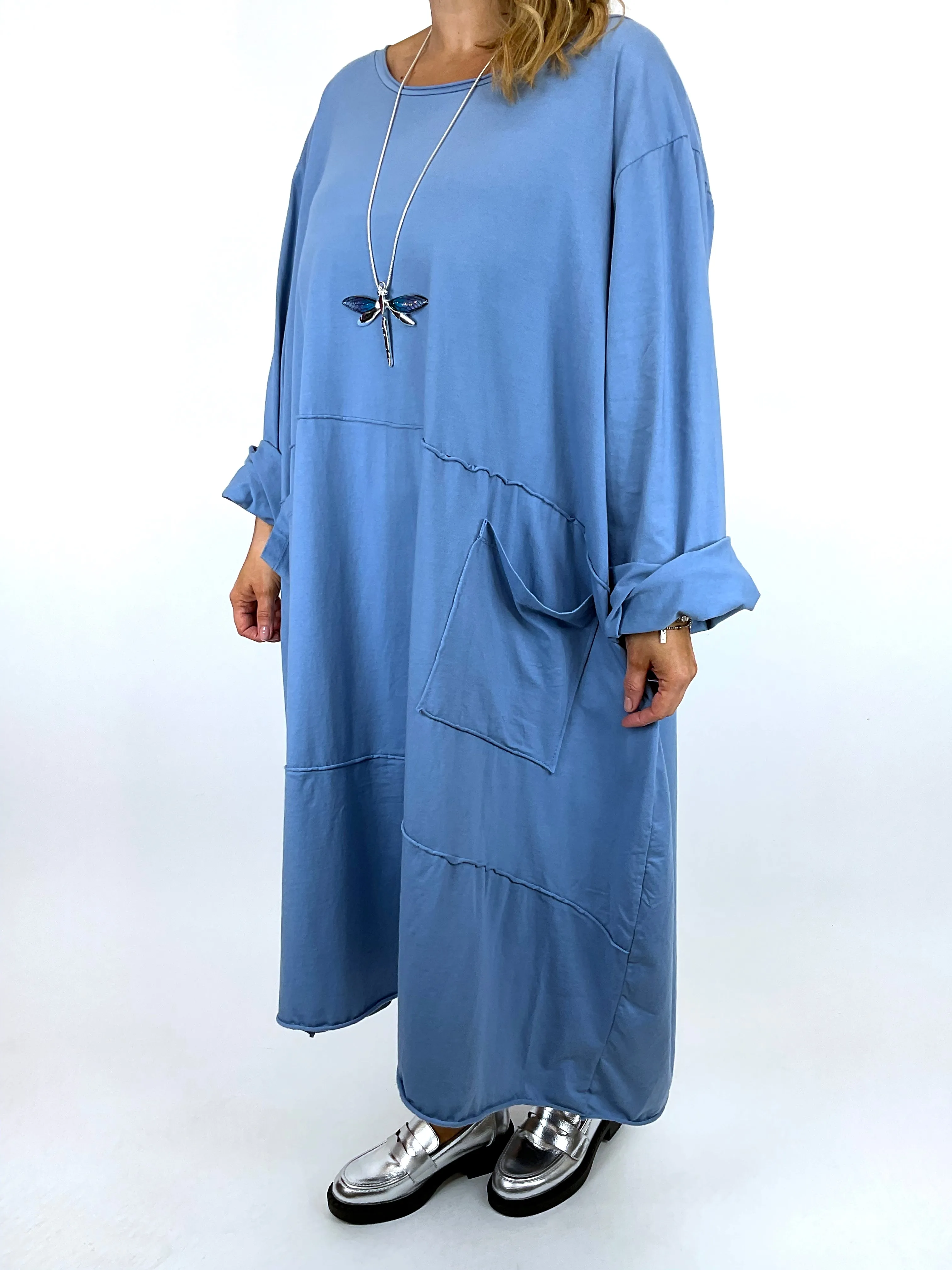 Made in Italy Lagenlook Clara Seam Tunic in Denim Blue. code 12075