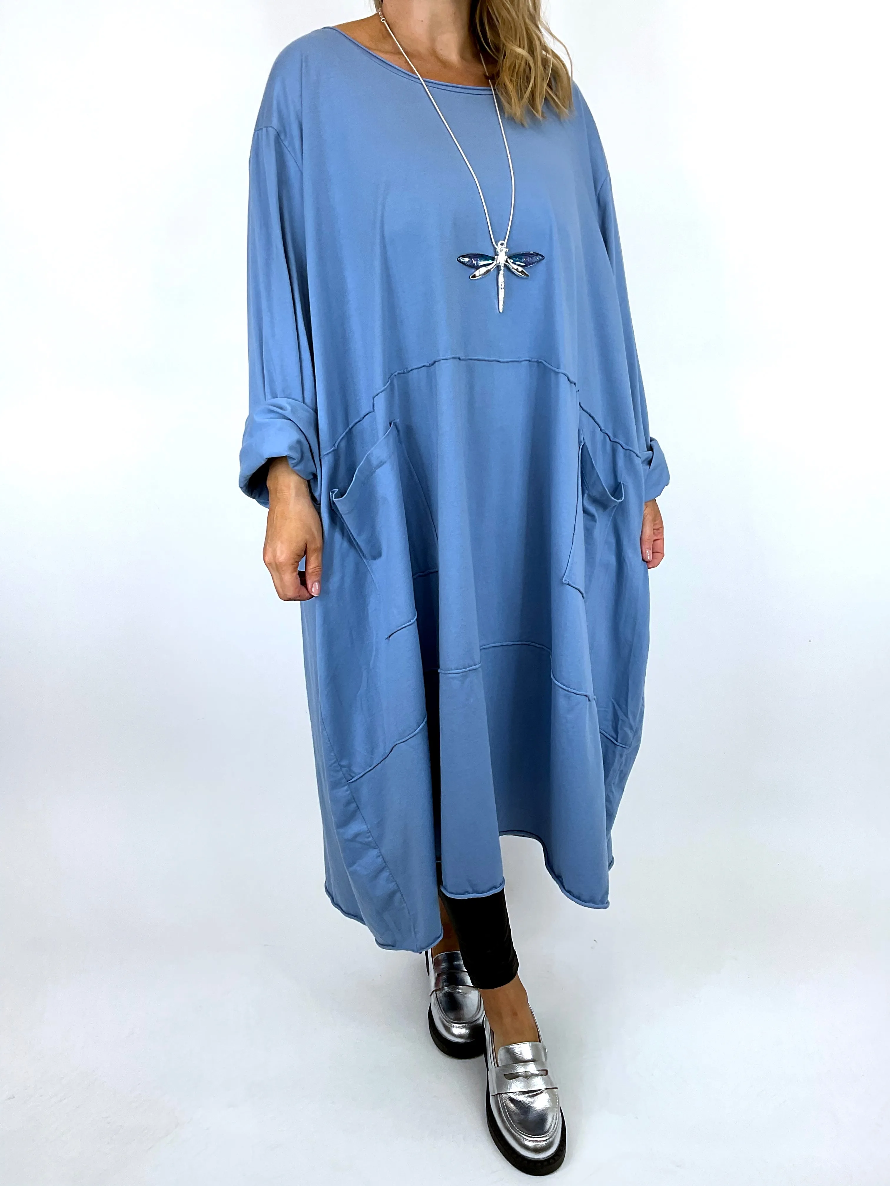 Made in Italy Lagenlook Clara Seam Tunic in Denim Blue. code 12075