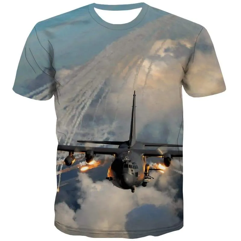 Military T-shirt Men Ocean Tshirts Cool War Tshirts Novelty Cloud Tshirt Anime