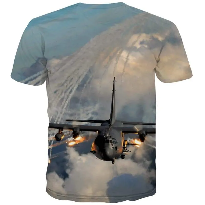 Military T-shirt Men Ocean Tshirts Cool War Tshirts Novelty Cloud Tshirt Anime