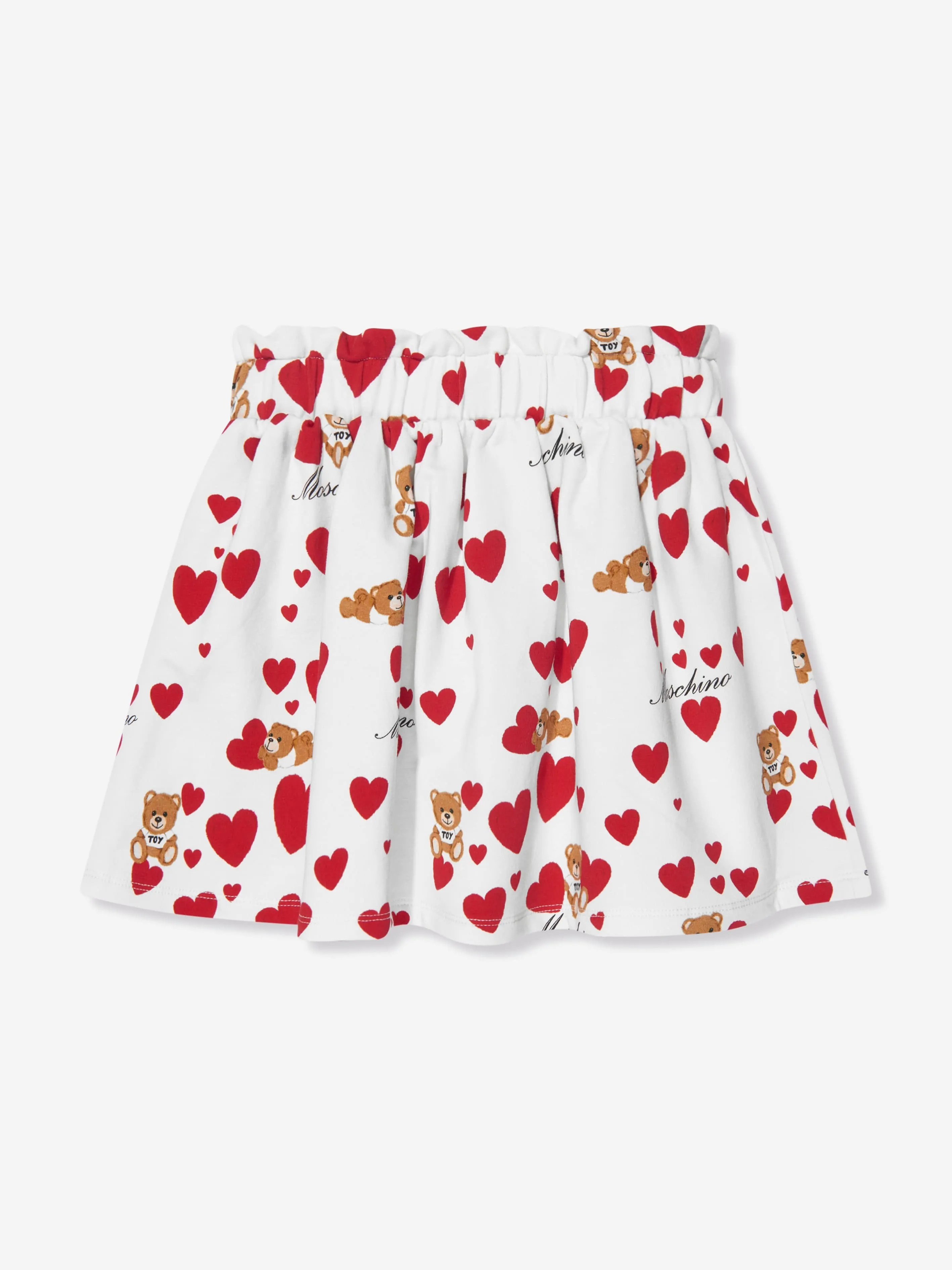 Moschino Girls Teddy Hearts Skirt in Ivory