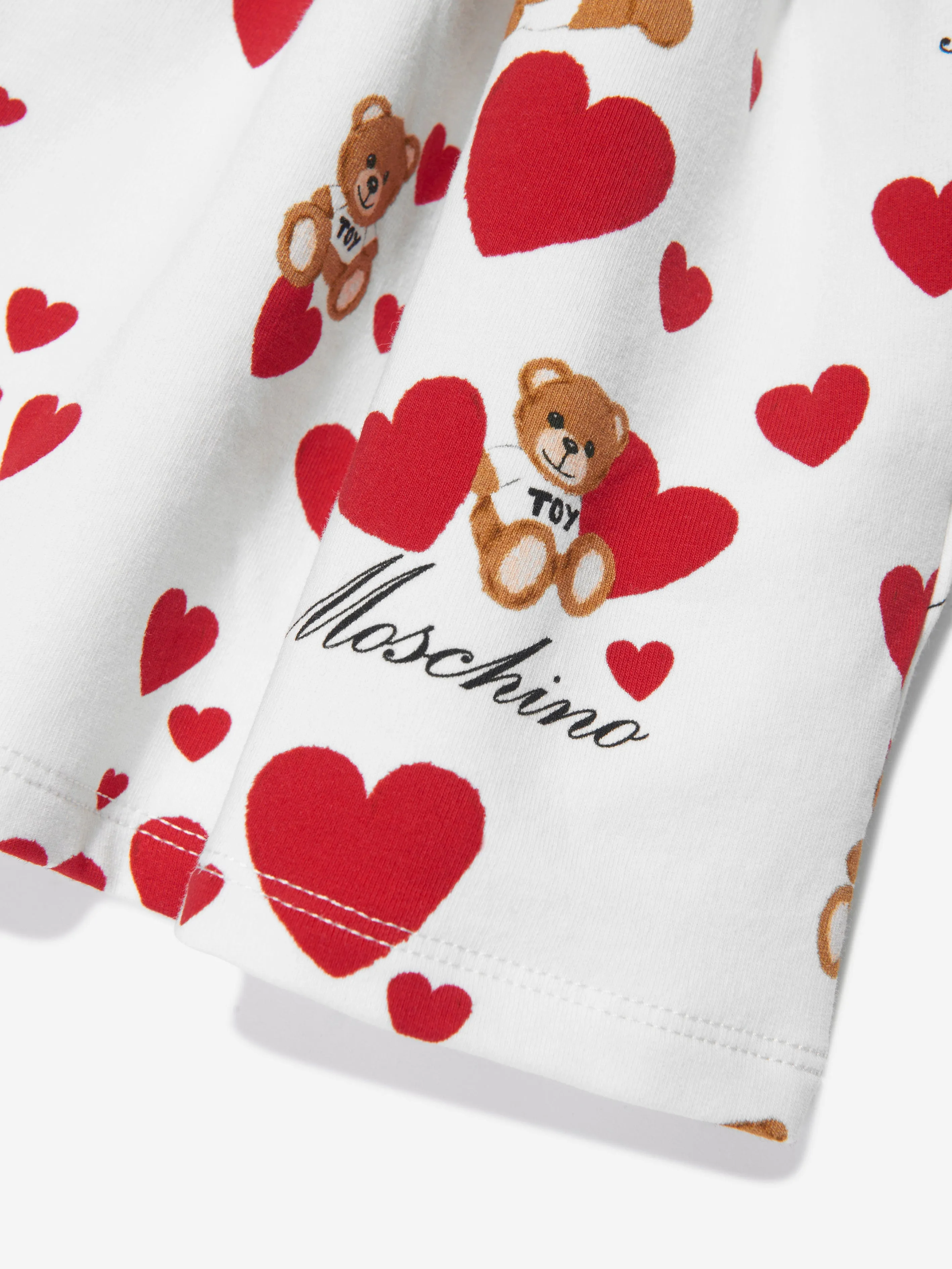 Moschino Girls Teddy Hearts Skirt in Ivory