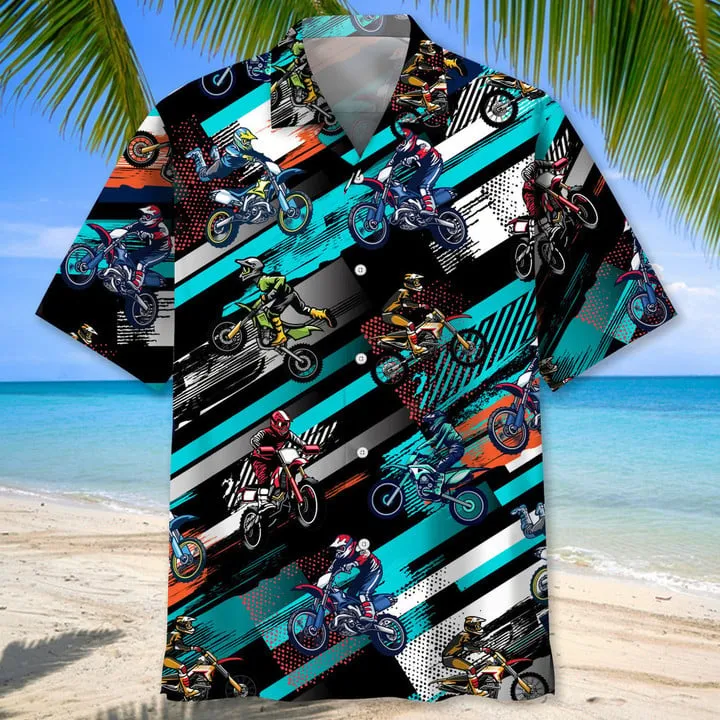 Motocross Vintage Hawaiian Shirt, Motocross Shirt Short Sleeve, Moto Dirt Bike Race Day Shirts