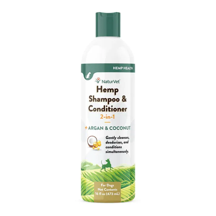 NaturVet Hemp Shampoo & Conditioner 2-in-1 Argan & Coconut for Dogs 16oz