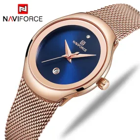 NAVIFORCE Luxury Brand Watch Women Fashion Dress Quartz Watch Ladies Full Steel Mesh Strap Waterproof Watches Relogio Feminino