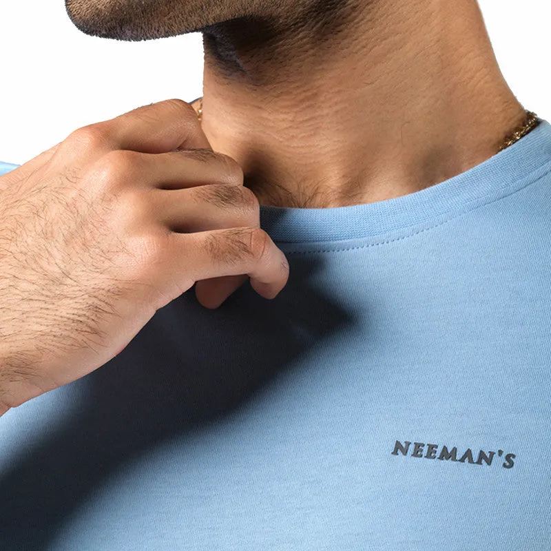 Neeman's Organic Cotton T-Shirt for Men | Easy Blue | Crew Neck