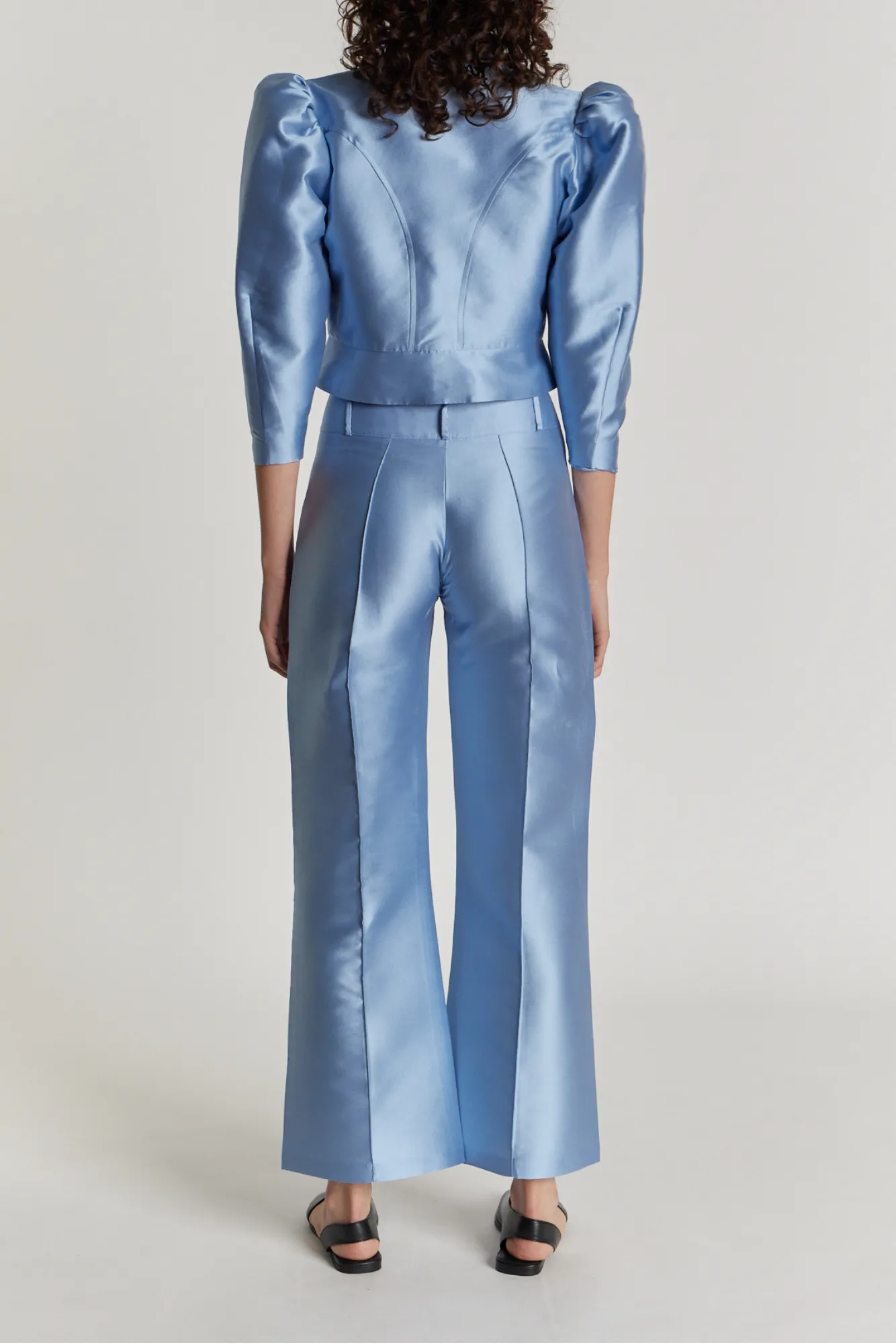 NIAGARA BLUE Satin Flared Pants