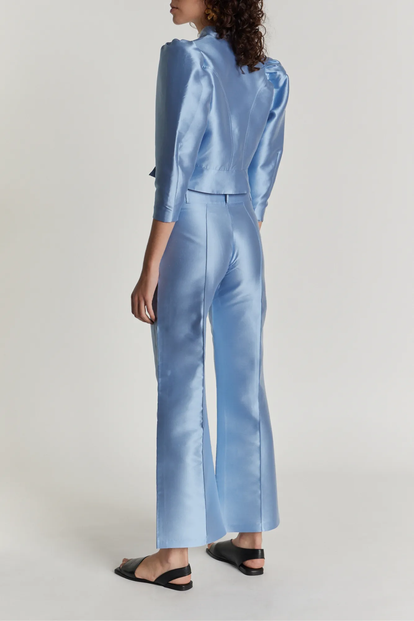 NIAGARA BLUE Satin Flared Pants