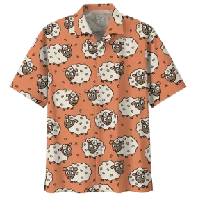 Orange Sheep Illustration Hawaiian Shirt