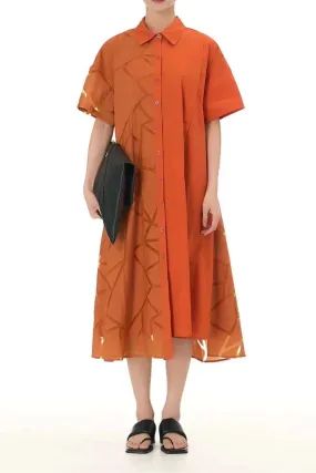 Oversized Orange Shirt Dress