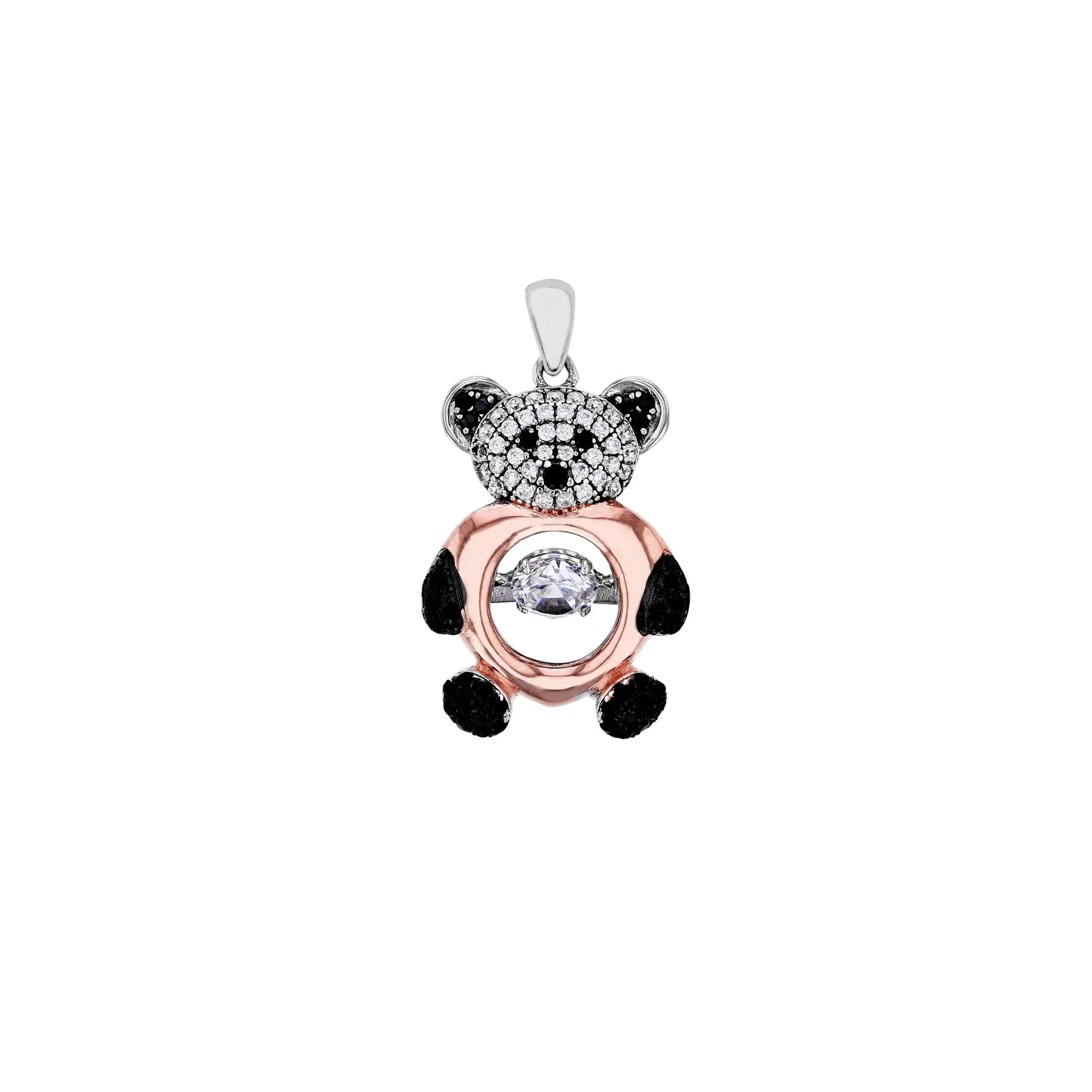 Pave Teddy Bear Pendant (Silver)