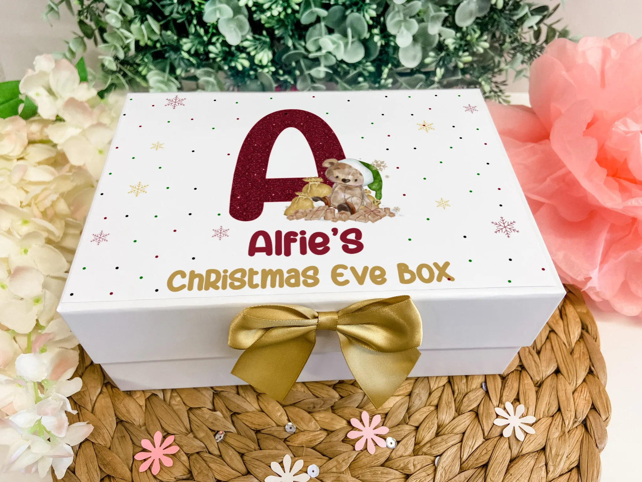 Personalised Christmas Eve Gift Box Teddy Bear