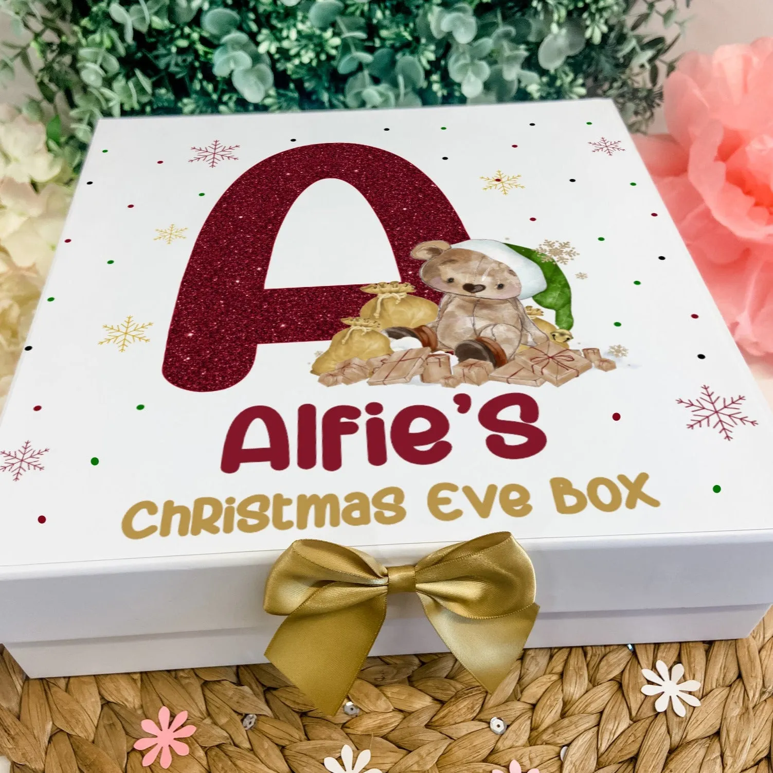 Personalised Christmas Eve Gift Box Teddy Bear