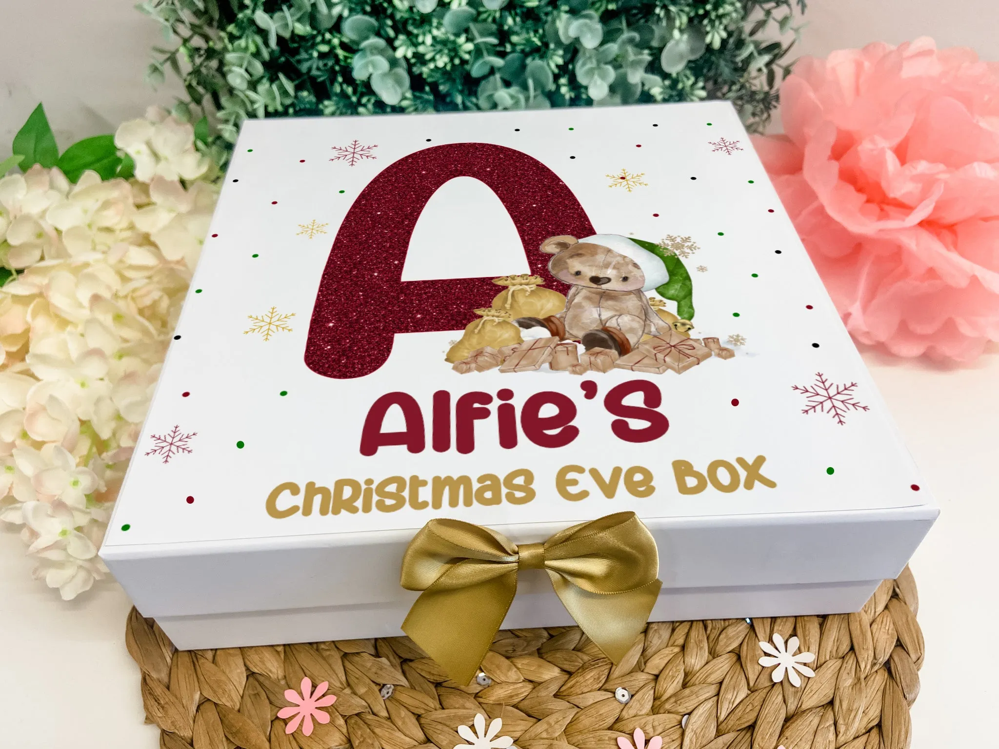 Personalised Christmas Eve Gift Box Teddy Bear