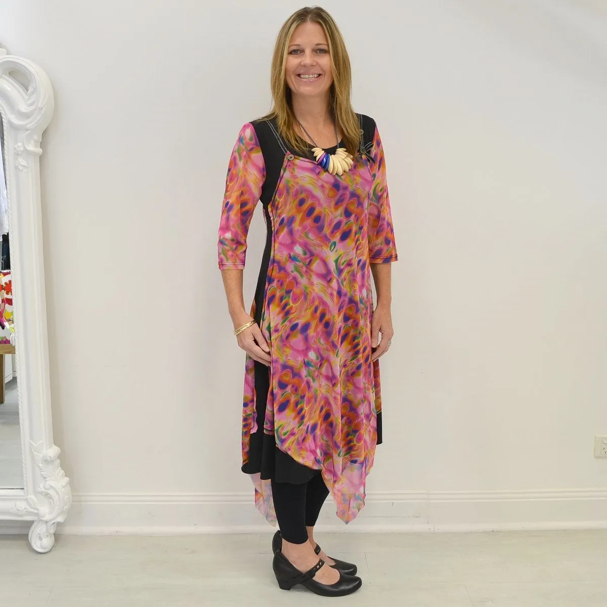 Pink Abstract Long Tunic