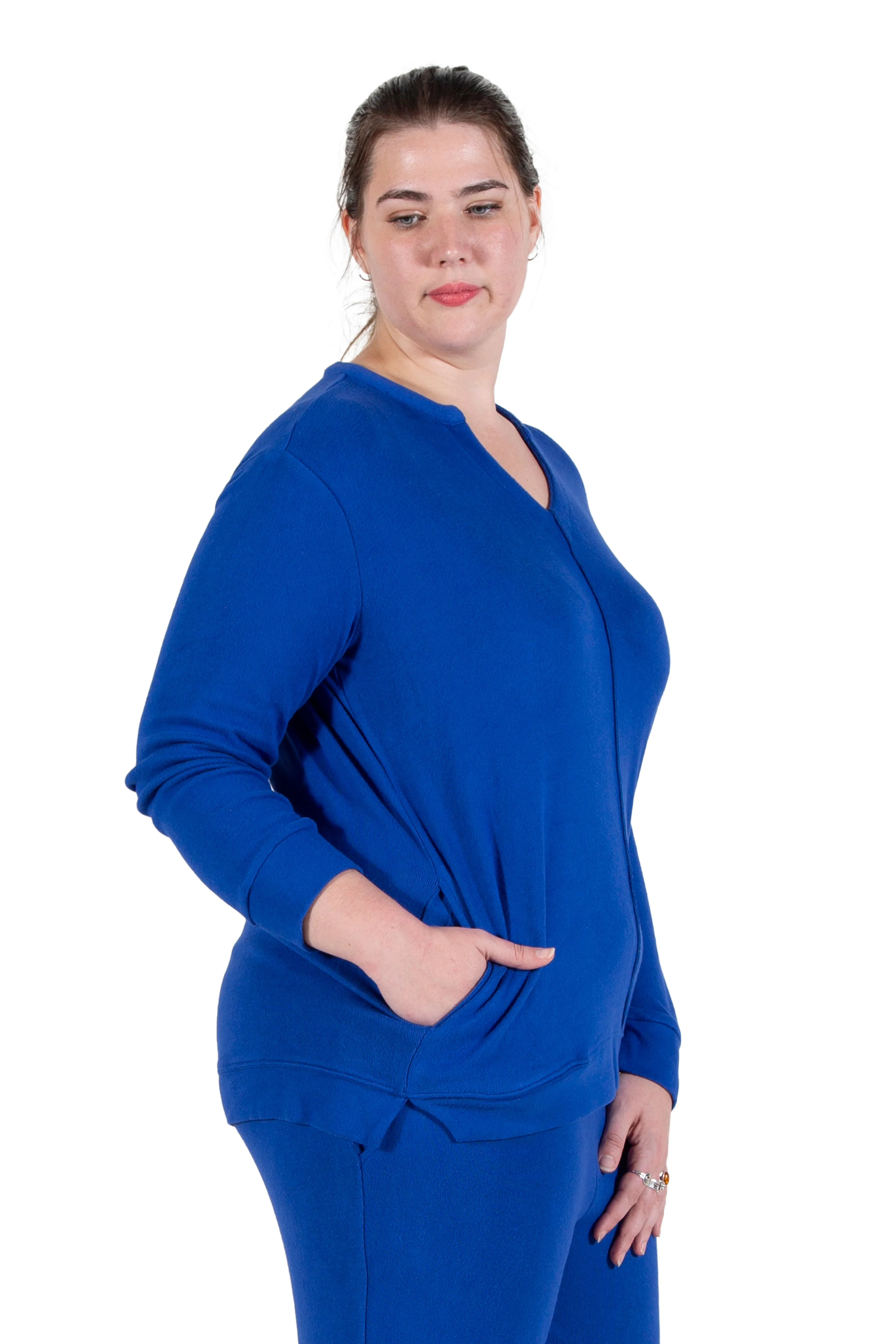 Plus Size Comfort Luxe Collection Cozy Knit V- Neck Tunic