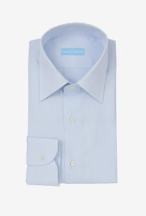 Point Collar Shirt Cotton Poplin White Blue Hairstripe