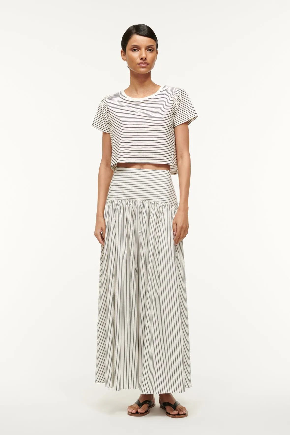 PROCIDA SKIRT | IVORY MICRO STRIPE