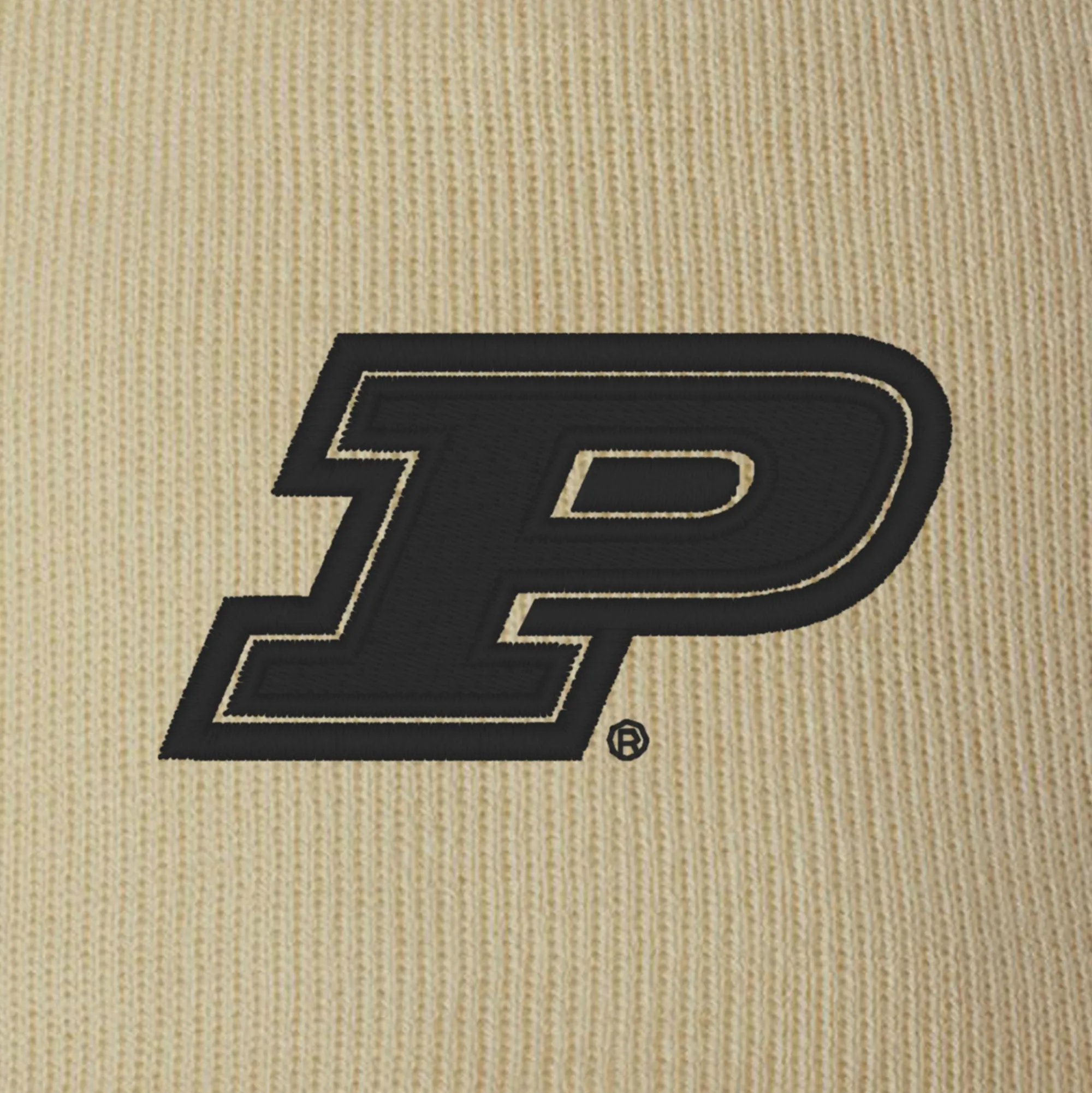 Purdue Primary Logo Solid Knit Beanie - Camel