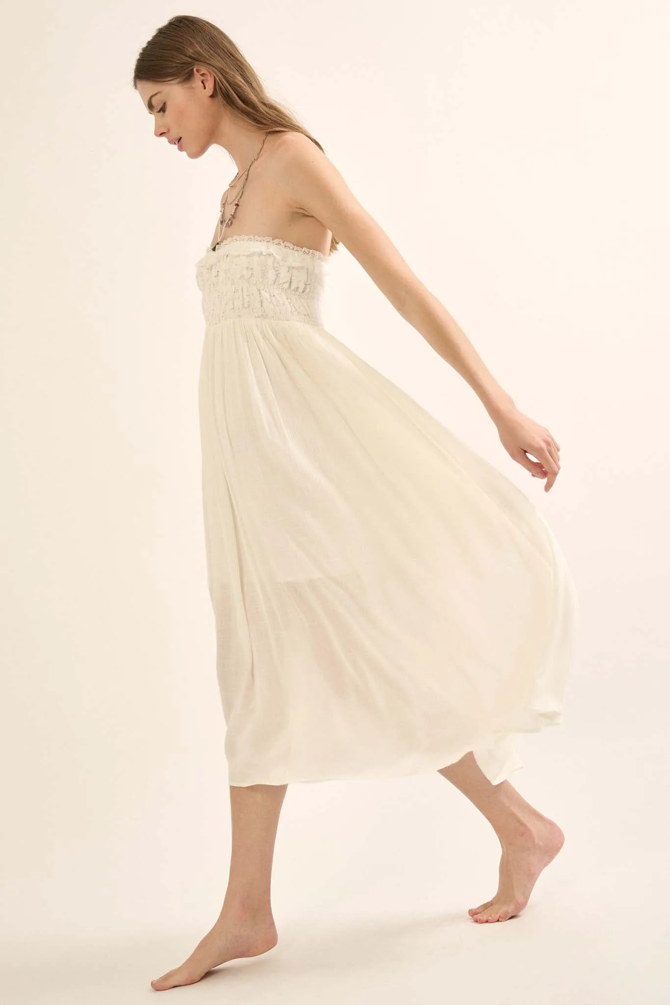 Reborn Soul Lace-Trimmed Convertible Skirt Dress