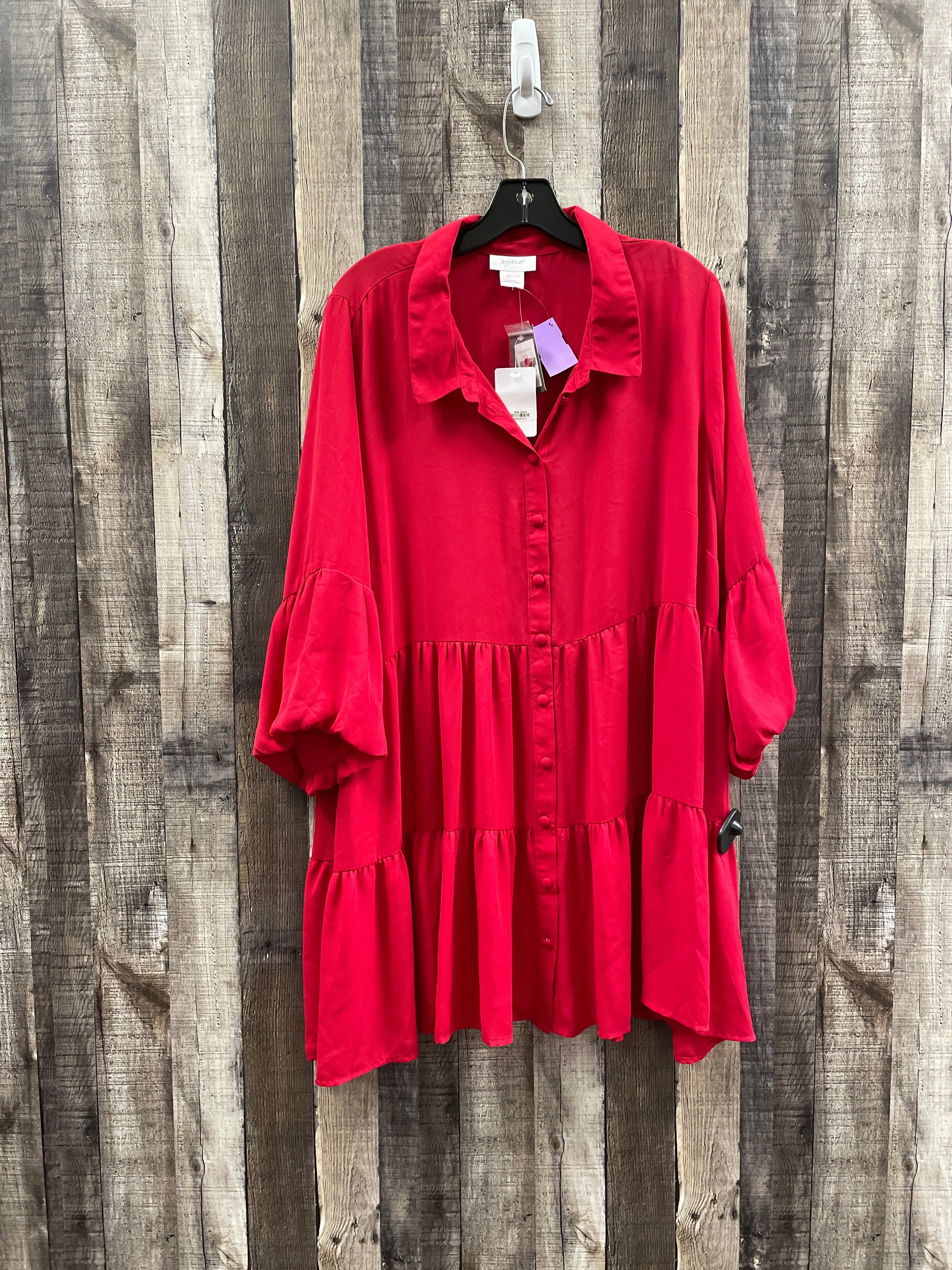 Red Tunic Long Sleeve Avenue, Size 2x