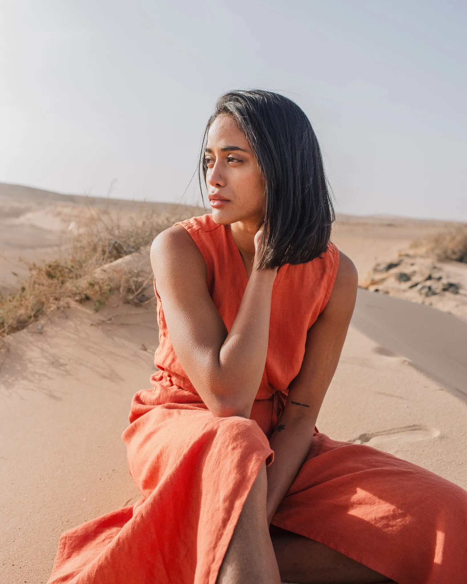 ROME wrap maxi linen dress