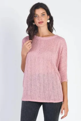 Rose Knit Dolman Midi Sleeve Top