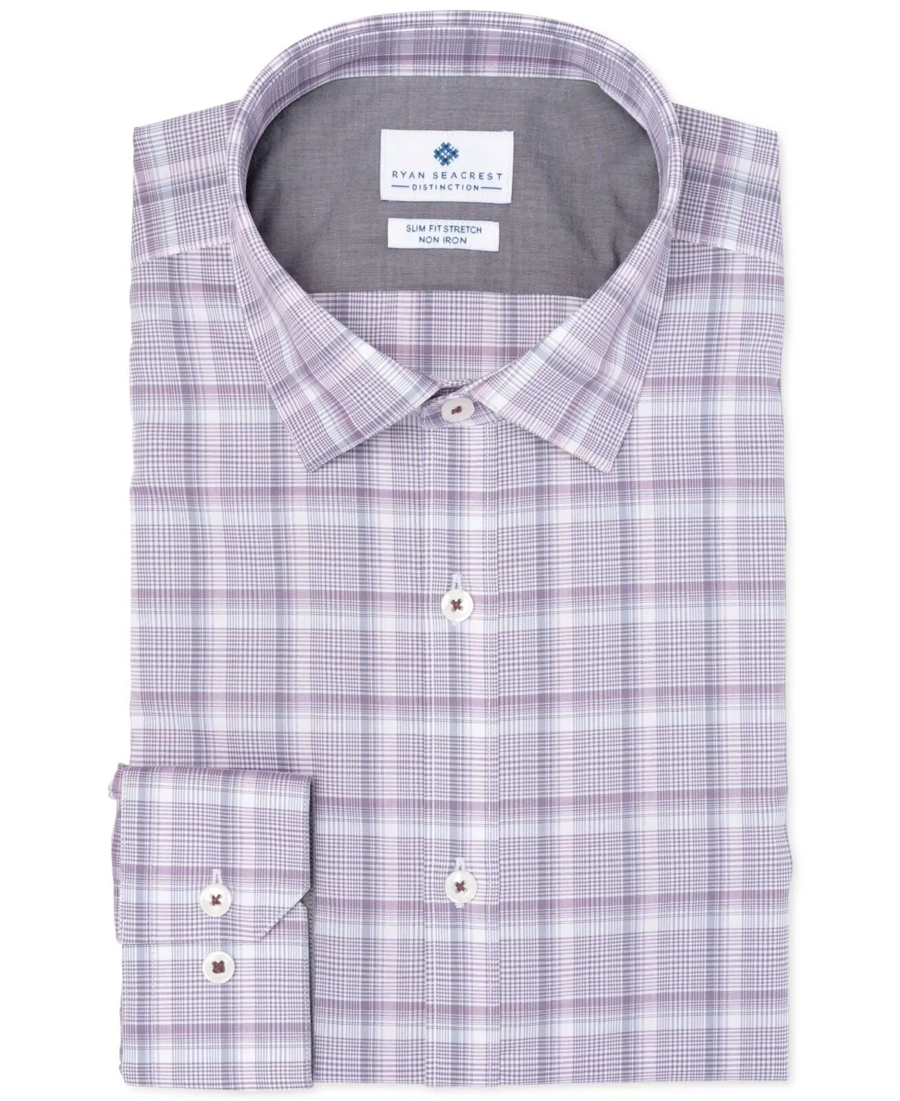 Ryan Seacrest Distinction Men's Amethyst Plaid Dress Shirt Purple