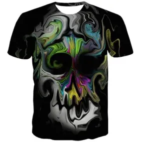 Skull T shirts Men Graffiti Tshirts Cool Colorful T-shirts Graphic Funny T shirts Funny Gothic Tshirts Casual Short Sleeve