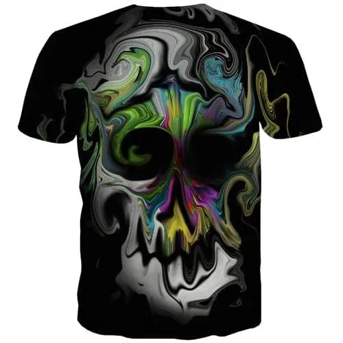 Skull T shirts Men Graffiti Tshirts Cool Colorful T-shirts Graphic Funny T shirts Funny Gothic Tshirts Casual Short Sleeve