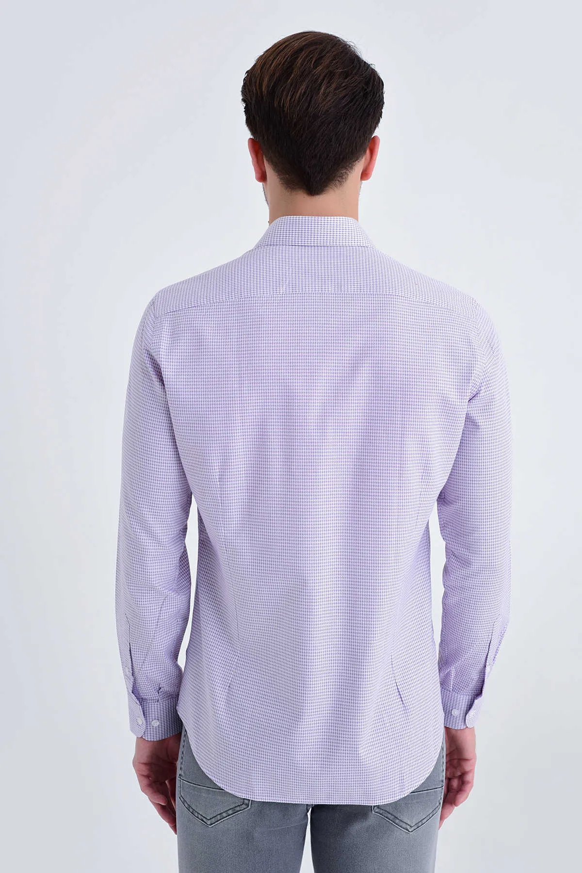 Slim Fit Patterned Cotton Casual Shirt, Purple D.