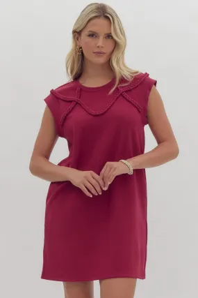 Solid Cap Sleeve Dress - Ruby