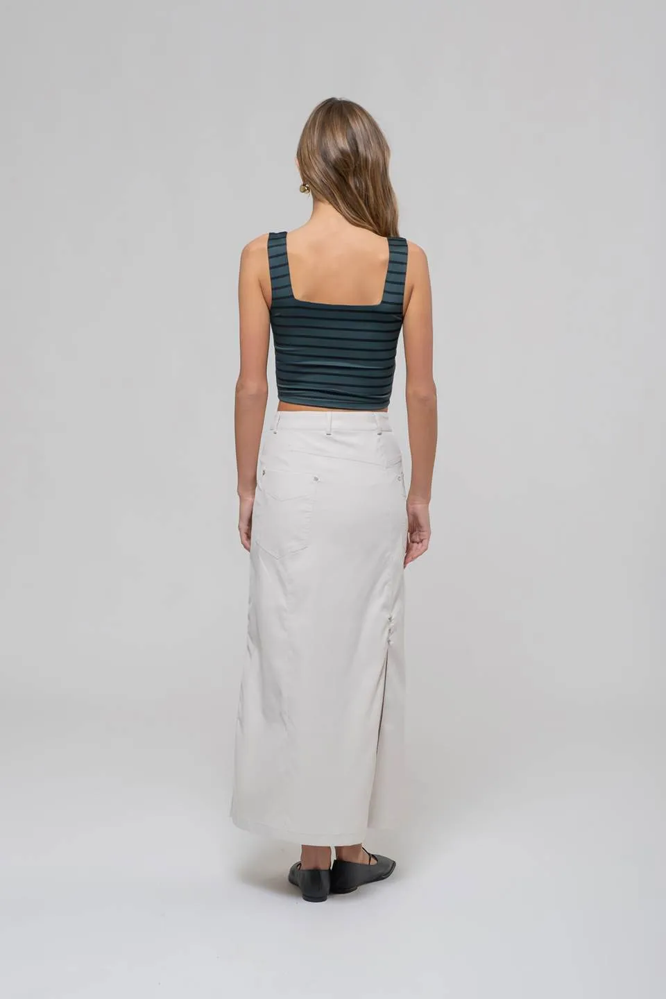 STRIPE SQUARE NECK SLEEVELESS KNIT CROP TOP