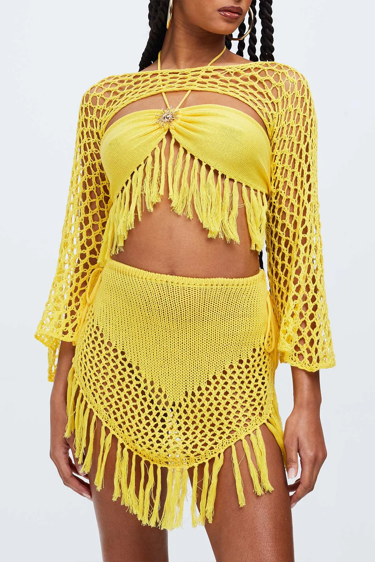 Sunshine Knitted Tassel top and Shrug