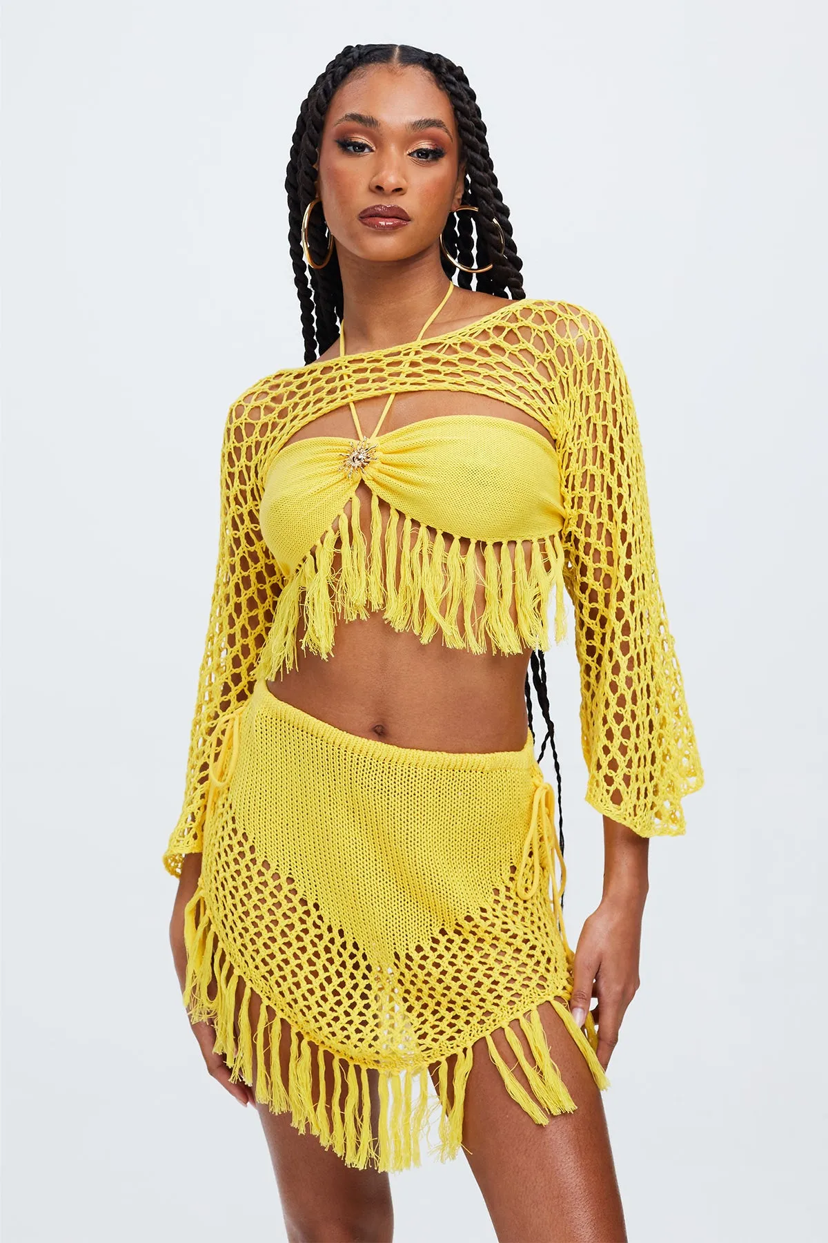 Sunshine Knitted Tassel top and Shrug