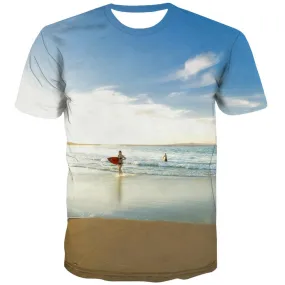 surf T-shirt Men The sea T shirts Funny sport Tshirts Cool Cool Tshirt Printed