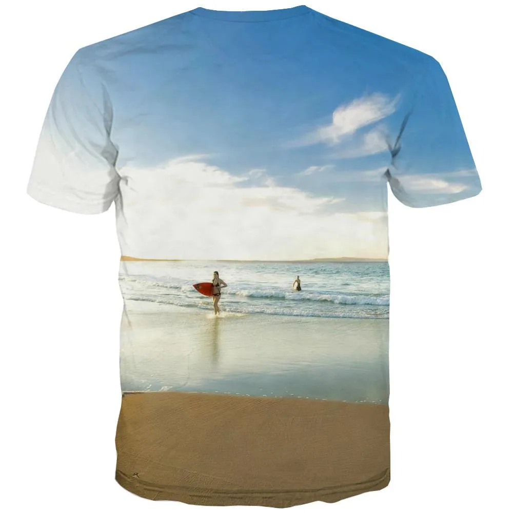 surf T-shirt Men The sea T shirts Funny sport Tshirts Cool Cool Tshirt Printed