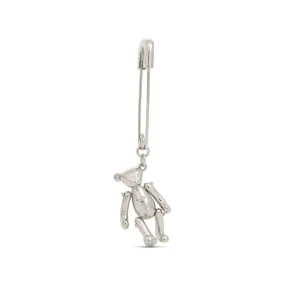 Teddy Bear Charm Earring in Silver