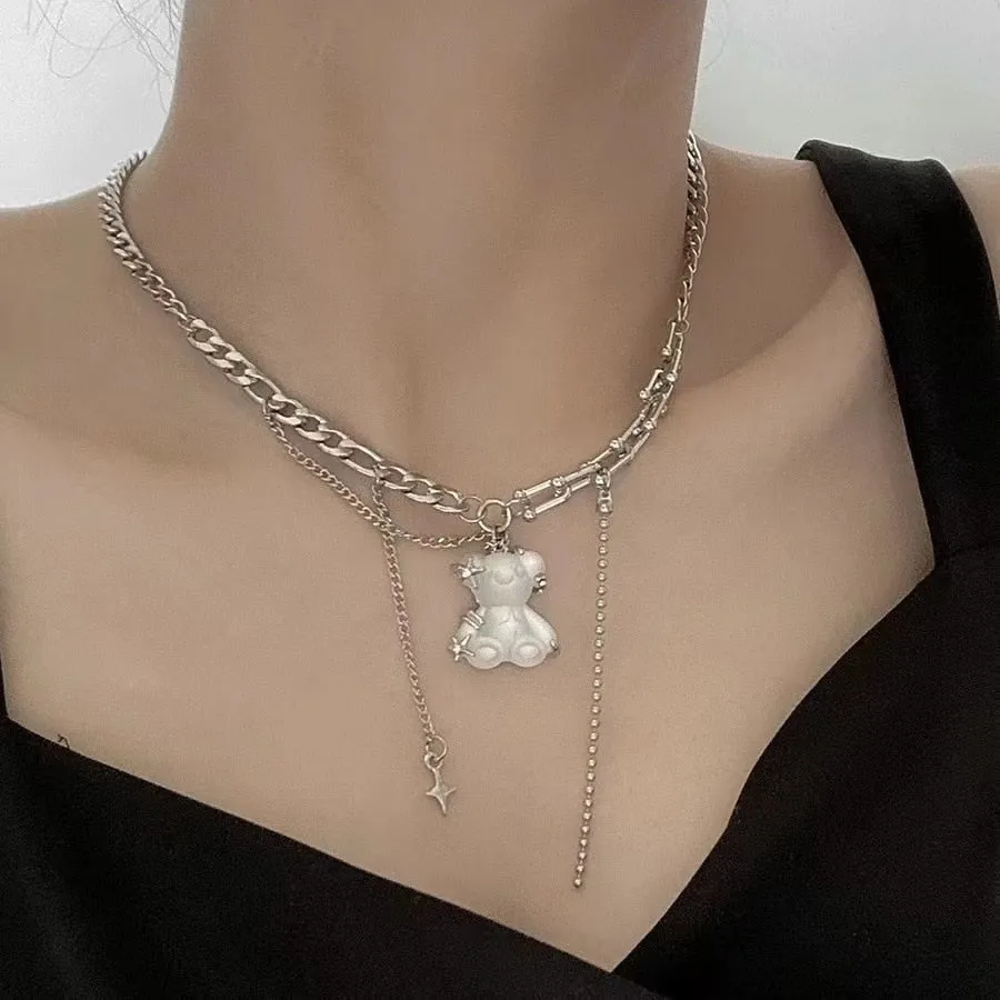 Teddy Bear Goth Chain Necklace