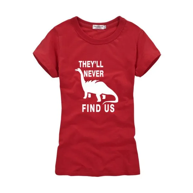 They'll Never Find Us Jersey Cotton Dinosaur T-shirt Multiple Color Options