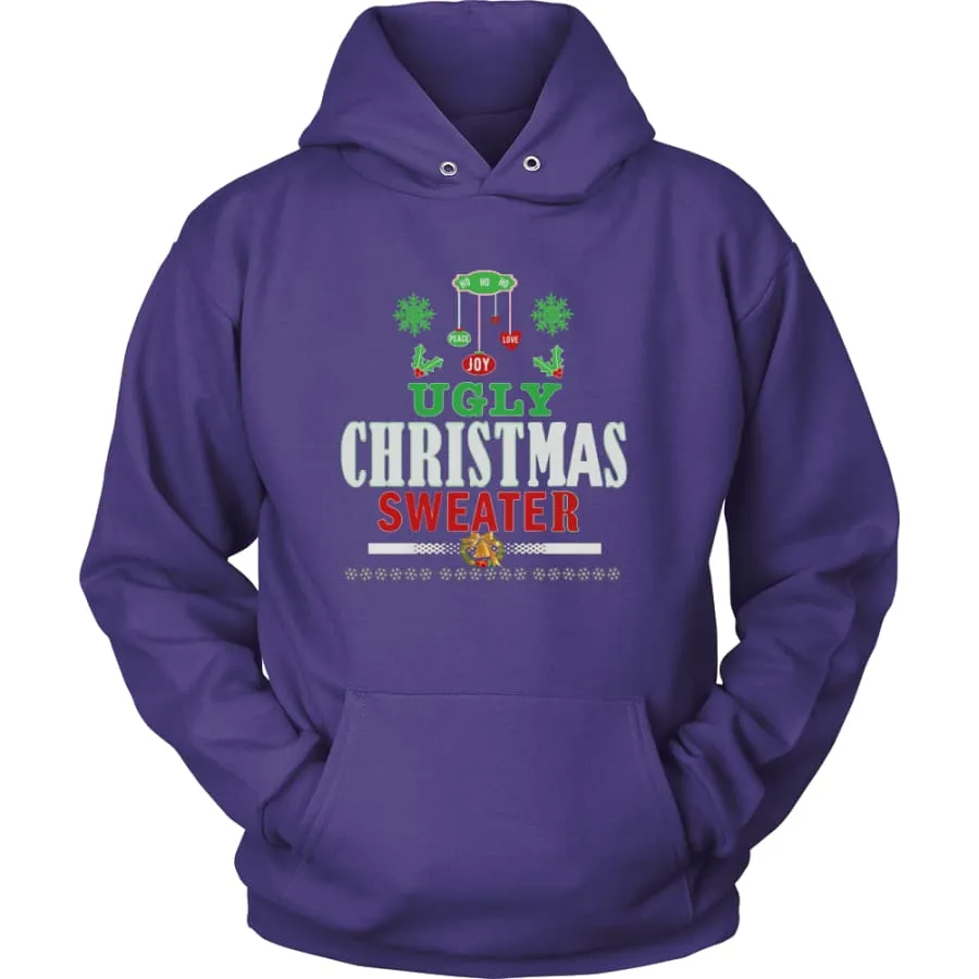 Ugly Christmas Sweater - Love, Joy, Peace Unisex Hoodie T-Shirt (12 colors)