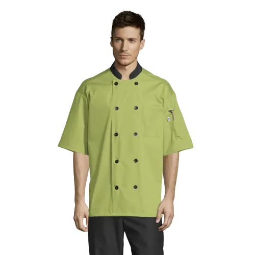 Uncommon Threads Havana Chef Coat W/Mesh Back 2XL Avocado Unisex 65/35 Poly/Cotton Poplin