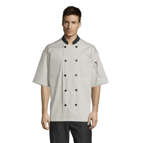 Uncommon Threads Havana Chef Coat W/Mesh Back 2XL Stone Unisex 65/35 Poly/Cotton Poplin