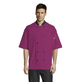 Uncommon Threads Havana Chef Coat W/Mesh Back Large Berry Unisex 65/35 Poly/Cotton Poplin