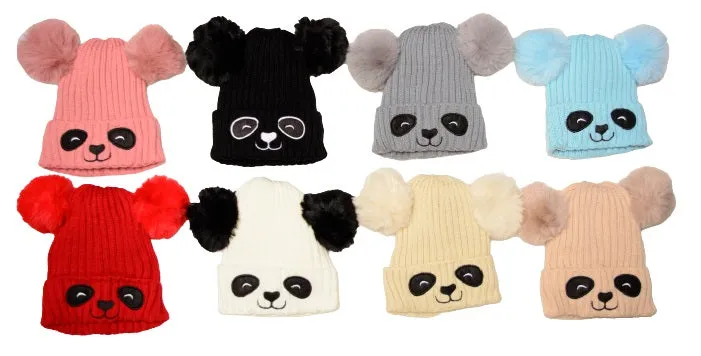 Unisex Cute Panda Cartoon Pattern Knit Winter Beanie For Kids (3-10 Years)