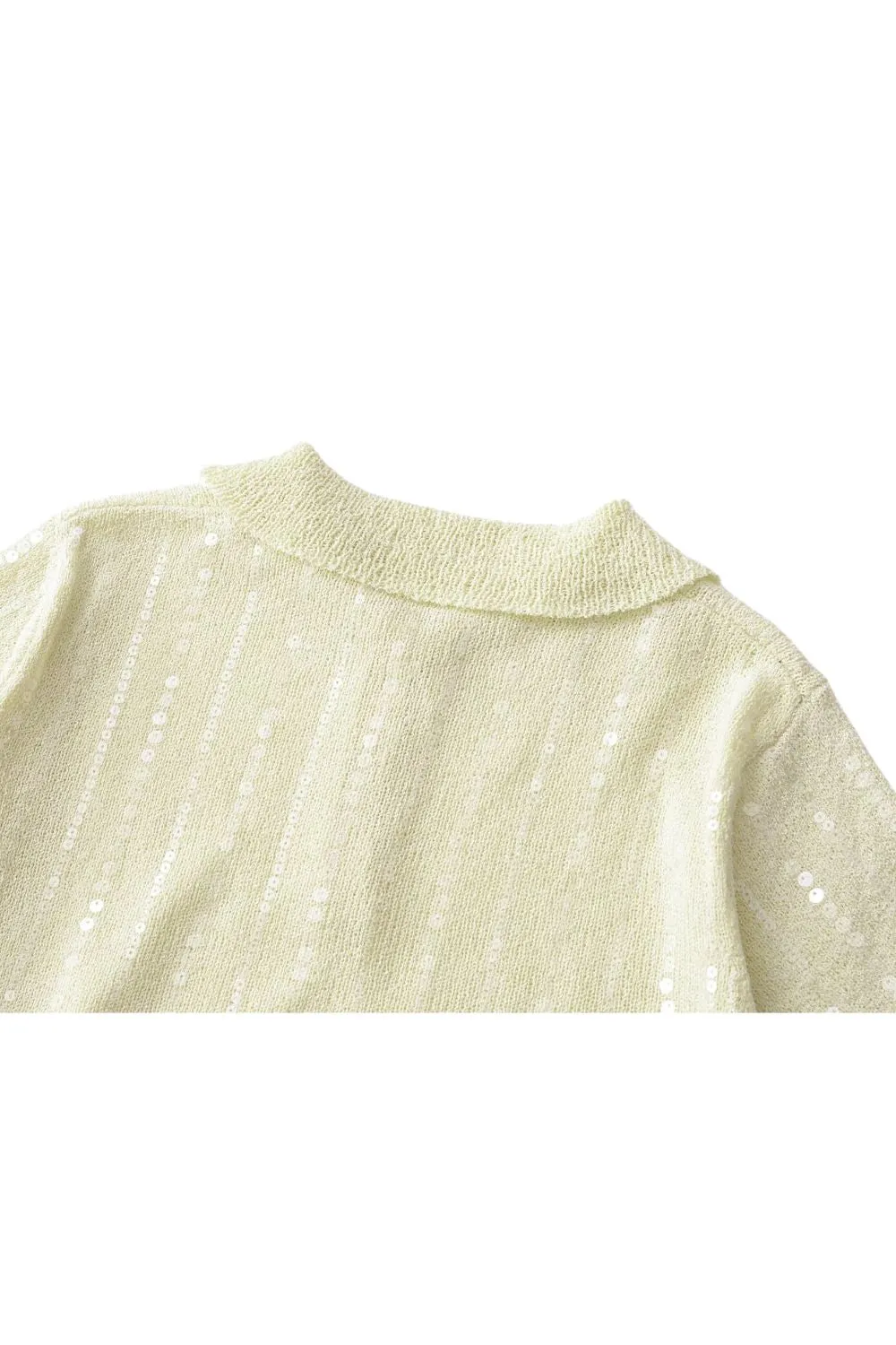 ‘Ustina’ Plastic Sequins Knit Short Sleeve Top