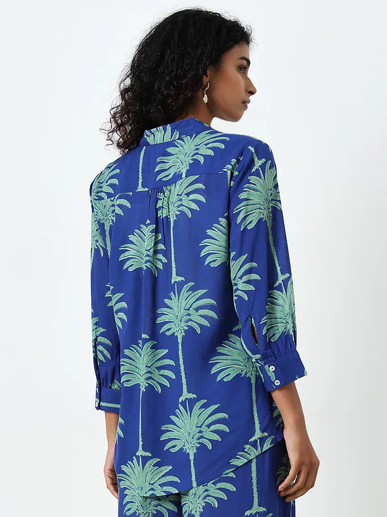 Utsa Blue Botanical Printed Ethnic Tunic