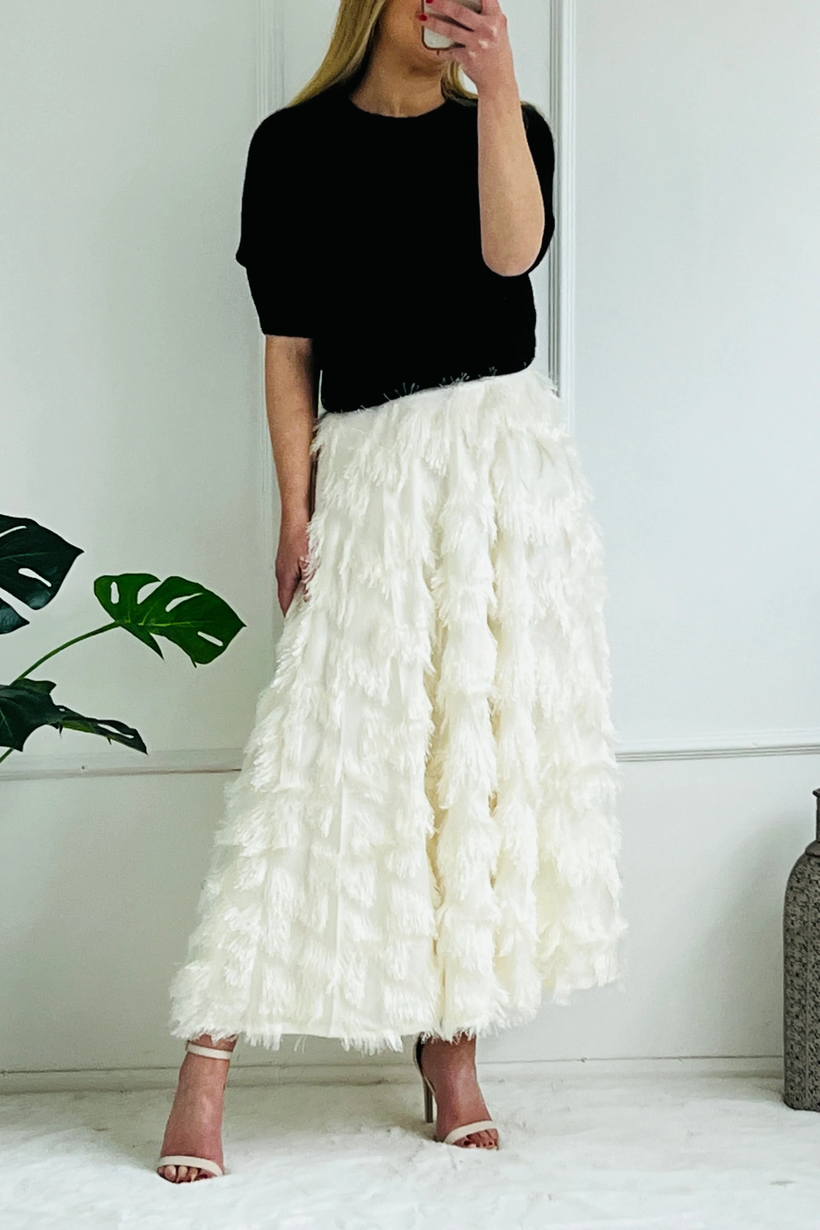 Victoria Eyelash Texture Skirt | Winter White